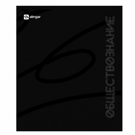 Тетрадь предметная "Обществознание" А5 48л., клетка,  со справ. матер, скрепка, мелованный картон (стандарт), блок офсет, Alingar "Предметы на чёрном" фото 1