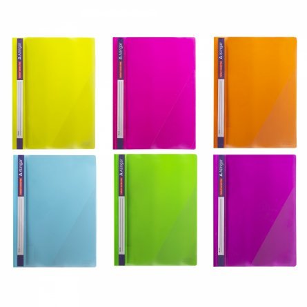Папка-скоросшиватель пластиковая "Neon", неон, прозрачная, 200/350 мк, А4 230*310, цвета ассорти фото 1