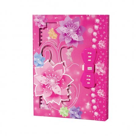 Подарочный блокнот в футляре 16,5 см * 23 см, гребень, Alingar, ламинация, кодовый замочек, клапан, 40 л., линия, "Цветы и бант", розовый фото 1