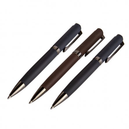 Ручка подарочная шариковая Alingar, 1,0 мм, синяя, с поворотным механизмом, круглый, черный, коричневый металлический корпус, подарочная упаковка фото 2