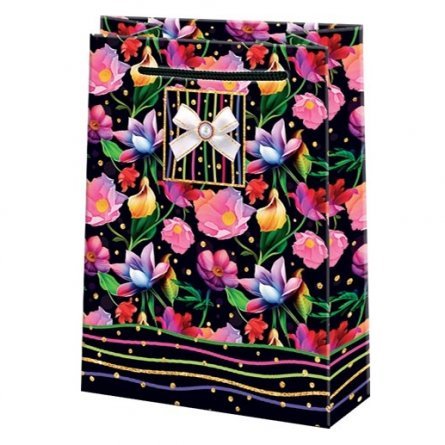 Пакет подарочный бумажный Мир открыток (MS)  13,5*18 см, "Цветы с бантом", ламинация фото 1