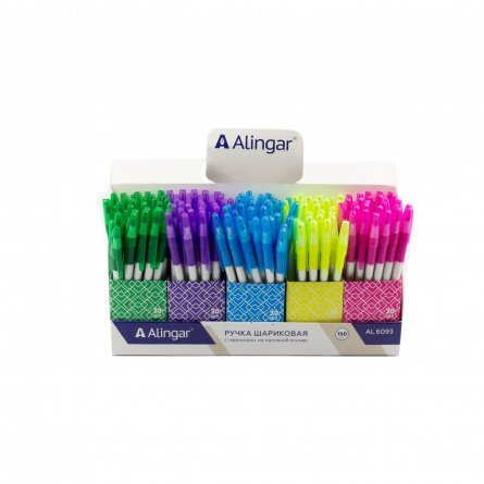 Ручка шариковая на масляной основе Alingar, 0,7 мм, синяя, игольчатый наконечник, 5 цветов/5 стаканчиков, круглый, белый, пластиковый корпус фото 4