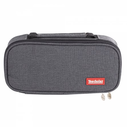 Пенал - косметичка Alingar, ткань, молния, 1 откидная планка, карман-сеточка, ручка, 210 х 90 х 55 мм, "YESCHOLAR", микс (серый, тем-синий, тем-серый) фото 3