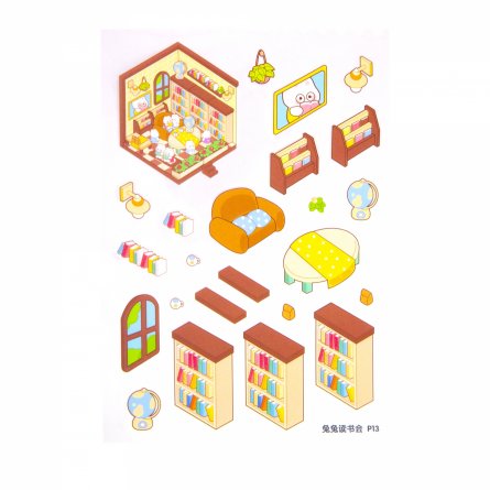 Наклейки для творчества - антистресс блокнот, 140*195 мм, "Медвежата", розовый, MINI, 3D стикеры, 20 комнат, в комплекте пинцет, пакет с европодвесом фото 15