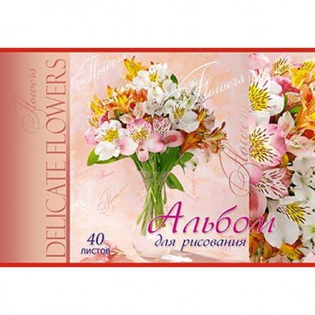Альбомы для рисования 40 л.А4 на скрепке, Апплика "Цветы", цветная мелованная обложка фото 1