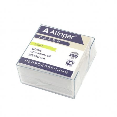 Блок бумажный для записей Alingar "Стандарт", 9*9*4,5 см, белый, в пластиковом боксе, непроклееный фото 1