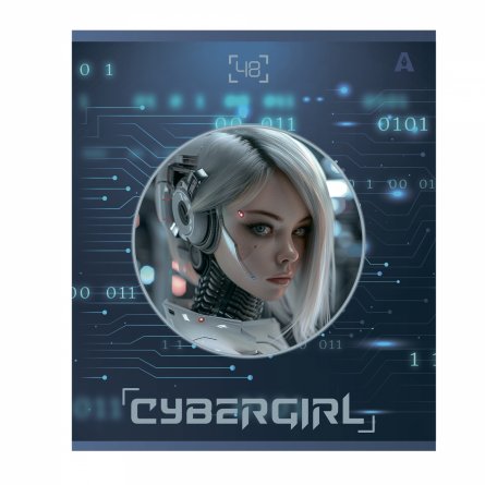 Тетрадь 48л, А5, клетка, Alingar, "Cibergirl" , скрепка,мелованный картон (стандарт), выб УФ лак,  блок офсет, 5 дизайнов в пленке т/у фото 4