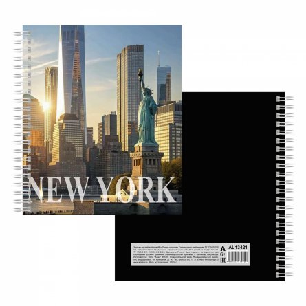 Тетрадь А5 48л., клетка, Alingar, гребень, блок офсет, мелованный картон (стандарт), "Лондон-Париж", 4 дизайна в пленке т/у фото 6