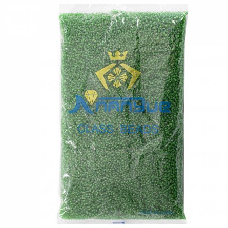 Бисер Alingar размер №12 вес 450 гр., зеленый матовый, прозрачный, пакет фото 1