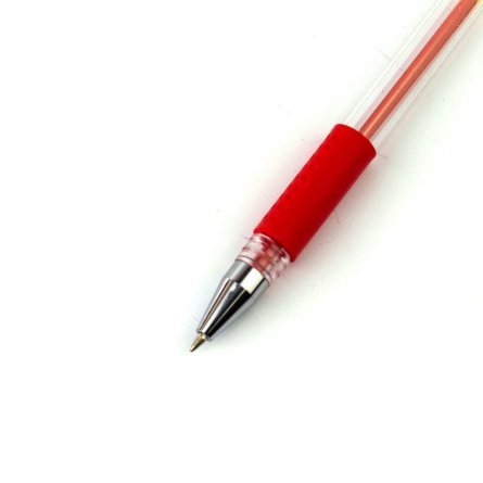 Ручка гелевая Alingar, 0,5 мм, красная, металлизированный наконечник, резиновый грип, круглый, прозрачный, пластиковый корпус,12 шт., карт. уп. фото 7