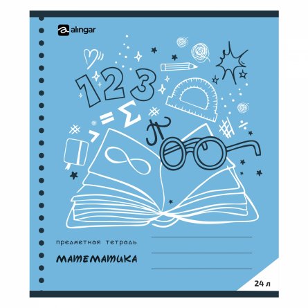 Тетрадь предметная  24л. А5 "Математика"  со справочным материалом, скрепка, мелованный картон (стандарт), блок офсет, Alingar "Минимализм" фото 1