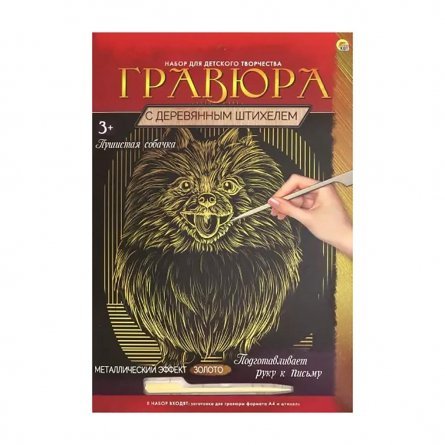 Гравюра с эффектом золота Рыжий кот, А4, картонный конверт, "Пушистая собачка" фото 1