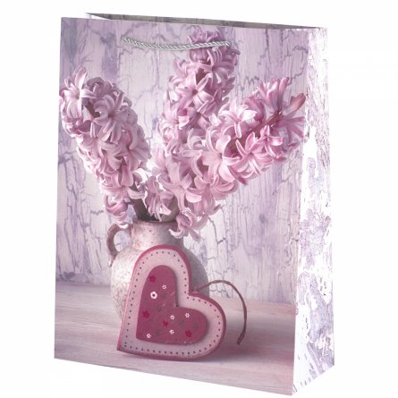 Пакет подарочный бумажный Alingar, (М) 18х24х8,5 см, вертикальный, "Нежные букеты". мат. ламинация, ассорти фото 1