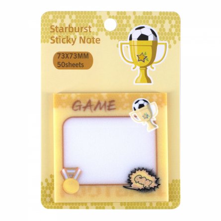 Прозрачные стикеры для заметок с клеевым краем, Alingar, 73 х 73 мм, 50 л., покрытие starlight touch, "GAME", жёлтый, водонепрониц., европодвес фото 1