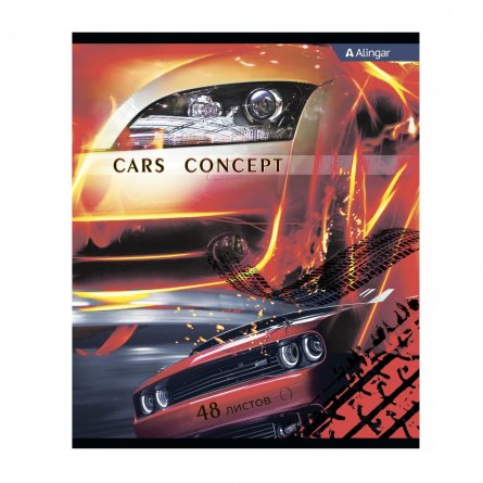 Тетрадь 48л., А5, клетка, Alingar "Cars concept", скрепка, мелованный картон, 3 дизайна в пленке т/у фото 7