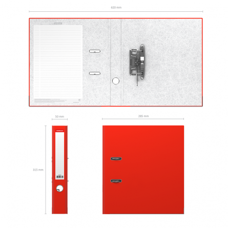 Папка-регистратор с арочным механизмом, ErichKrause "Colors", А4, 285х315х50 мм, красный фото 2