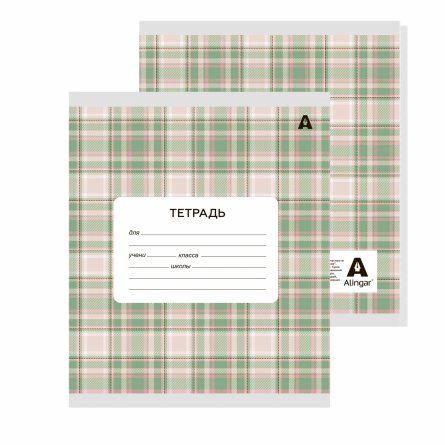 Тетрадь 24л., клетка, Alingar, скрепка, блок офсет, 100% белизна, мелованный картон (стандарт), "Шотландская клетка-1" фото 2