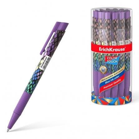 Ручка шариковая, автоматическая, Erich Krause "Color Touch. Purple Python ", 0,7 мм, синяя, круглый пластиковый корпус, в тубусе 24 шт фото 1