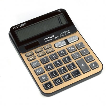 Калькулятор Alingar 12 разрядов, двойное питание, черный/золото, батарея в комплекте, "DM-9812" фото 1