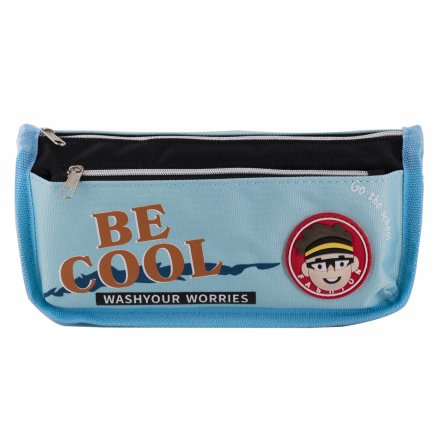 Пенал - косметичка Alingar, ПВХ, молния, боковой карман, 190 х 80 х 35 мм, "BE COOL", микс (голубой, синий, серый), европодвес фото 6