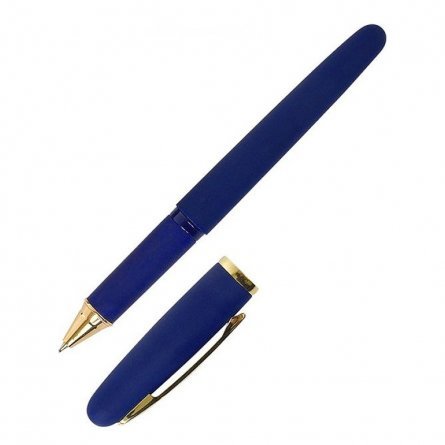 Ручка масляная LOREX "Grande Soft ", 0,7 мм, металлизированный наконечник, синяя, круглый, цветной, прорезин. корпус фото 2