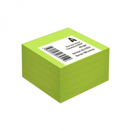 Блок бумажный для записи Alingar, 8,5*8,5*5см., 500л., "Салатовый Неон", непроклееный фото 1