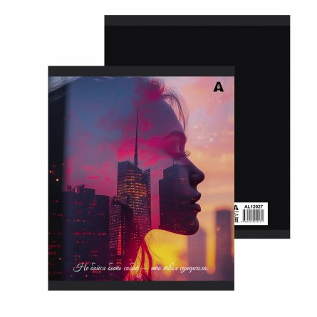 Тетрадь 48л., А5, линия, Alingar "City Style", скрепка, мелованый  картон ( стандарт), блок офсет, 5 дизайнов в пленке т/у фото 2