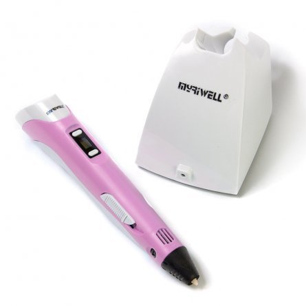 Ручка 3D Myriwell RP200B, пластик PCL/PLA - 3 цвета, розовая, картонная упаковка фото 2
