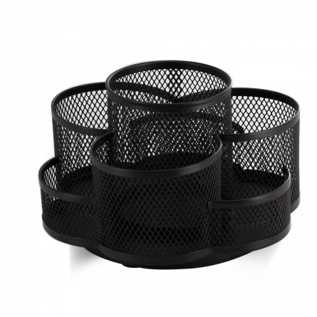 Подставка-органайзер д/канцтоваров, Alingar, металлическая,  17 см * 10,8 см*18 см, черная, 7 отделений, форма цветка, вращается фото 2