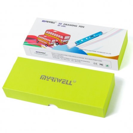 Ручка 3D Myriwell RP100C, ABS/PLA, голубая, картонная упаковка фото 3