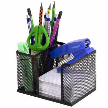 Подставка-органайзер д/канцтоваров, Alingar, металлическая, 14,5*10 *9,5 см, 3 отделения, черный фото 1
