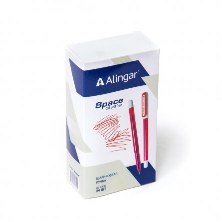 Ручка шариковая Alingar "Space", 0,7 мм, красная, игольчатый наконечник, грип, круглый, тонированный, пластиковый корпус, картонная упаковка фото 2