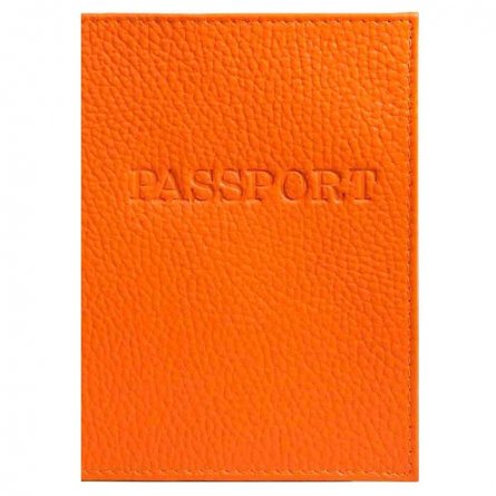 Обложка для паспорта, натур. кожа Флотер, оранжевый, тиснение конгрев, "PASSPORT" фото 1