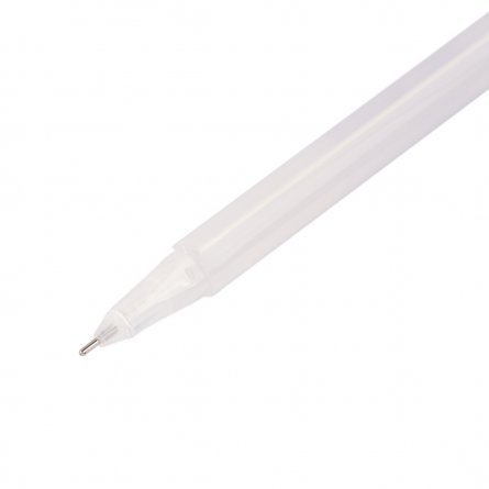 Ручка гелевая Alingar, 0,5 мм, белая, игольчатый наконечник, трехгранный прозрачный пластиковый корпус, в уп. 12 шт., картонная упаковка фото 5
