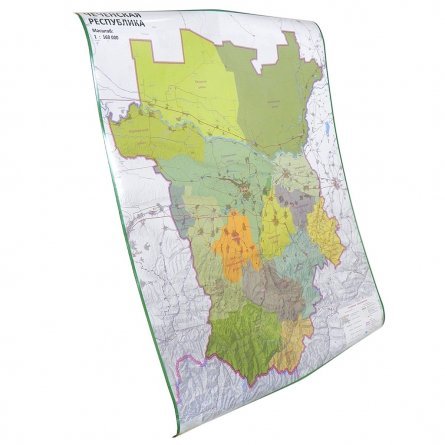 Карта настенная Принт-Арт "Чеченская республика",  картон, лак. покрытие, 150*100 см фото 1