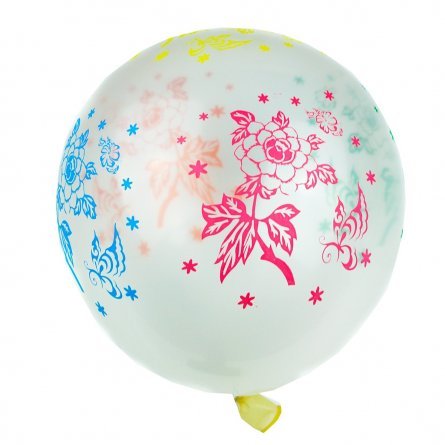Шар воздушный прозрачный Alingar "Цветы"№12, с цветным рисунком, 100шт/уп фото 1