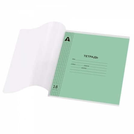 Тетрадь 18л., клетка, обложка пластик, Alingar, скрепка, блок офсет, 100% белизна,  "Зелёный пастель" фото 2