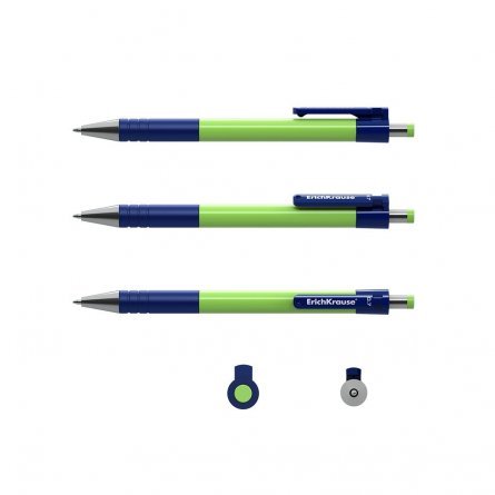 Ручка шариковая автоматическая ERICH КRAUSE "МС-5", 0,7 мм, синий, резиновый грип, круглый цветной пластиковый корпус, в дисплее фото 3