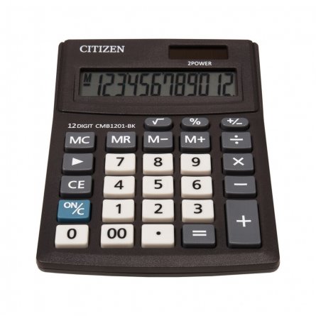 Калькулятор CITIZEN 12 разрядов, двойное питание, 102*137*31 мм, черный, "CMB1201-BK" фото 1