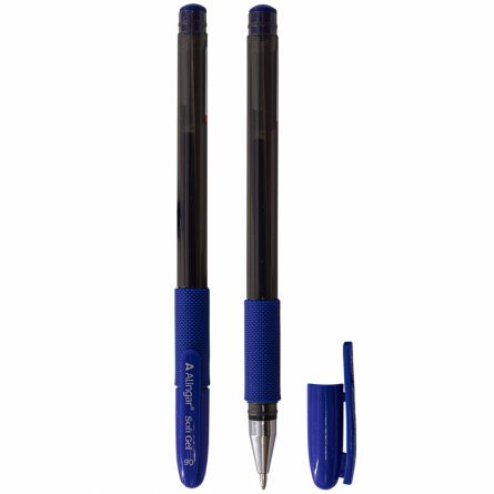 Ручка гелевая Alingar, "SOFT GEL", 0,6 мм, синяя, металлизированный наконечник, резиновый грип, круглый, прозрачный, пластиковый корпус, в уп. 12 шт. фото 2