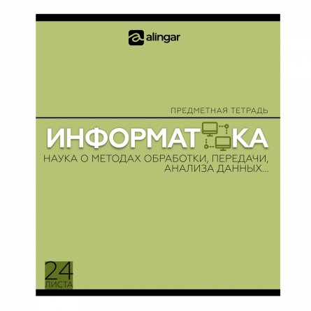 Тетрадь предметная  24л. А5 "Информатика "  со справочным материалом, скрепка, мелованный картон (стандарт), блок офсет, Alingar "Классика" фото 1