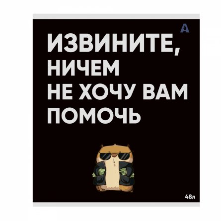 Тетрадь 48л, А5, клетка, Alingar, "Не бесите хомяка " , скрепка,мелованный картон (стандарт), выб УФ лак,  блок офсет, 5 дизайнов в пленке т/у фото 5