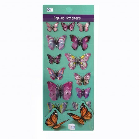 Наклейки детские Alingar, 10 см х 26 см, "Бабочки", ПВХ, тиснение, пакет с европодвесом фото 6