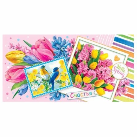 Конверт для денег Мир открыток "Hello spring", 168х83 мм фото 1