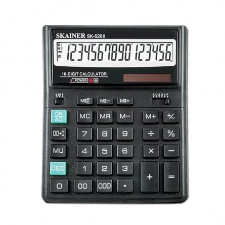 Калькулятор SKAINER 16 разрядов, 158*203,5*31,5 мм, черный, "SK-526II" фото 1