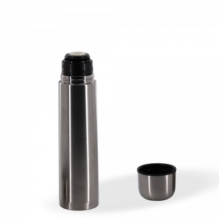 Термос Alingar, объем 1 л., серый, высота 32 см, диаметр 8 см, корпус металл, hot/cool, картонная упаковка фото 2