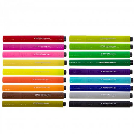 Фломастеры, 18 цв, Yalong, корпус трехгранный, пулевидный наконечник, "Забавные животные" вентилируемый колпачок, пластиковый пенал, европодвес фото 3