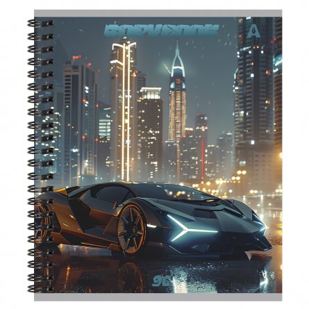 Тетрадь 96л., А5, клетка, Alingar, "Sport car", гребень, блок офсет, мелованный картон, 2 дизайна в пленке т/у фото 3