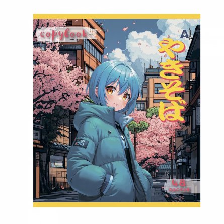 Тетрадь 48л, А5, клетка, Alingar, "Anime for Teens", скрепка,мелованный картон (стандарт), выб УФ лак,  блок офсет, 5 дизайнов в пленке т/у фото 4