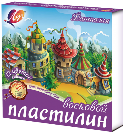 Пластилин Луч, 12 цветов, "Фантазия", 180 гр., со стеком, картонная упаковка фото 1
